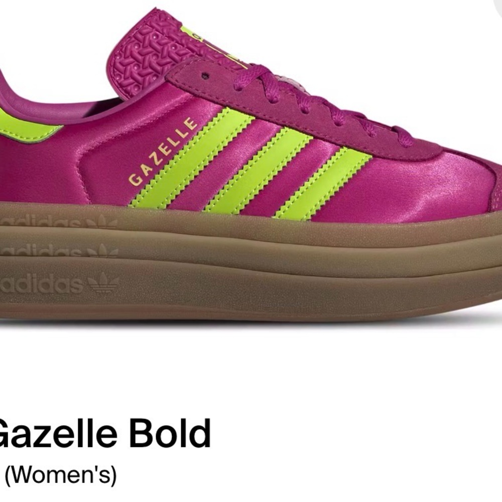 Adidas Women's Pink and Lime Green Sneakers - Picture 2 of 6